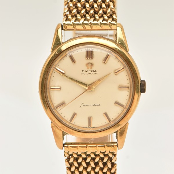 1960S 18Ct Gold Omega Seamaster Watch On 18Ct Gold Mesh Bracelet Sold £4,600