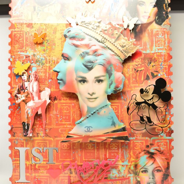 Uri Dushy Queen Stamp IV Mixed Media Sold £560